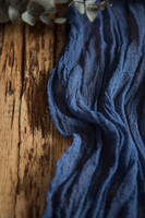 Bleu marine Boho étamine fleur personnalisé fromage tissu luxe mariage Table à manger chemin fait coton mousseline Floral noël