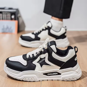 Zapatillas de Piel para Hombre, Estilo Otoñal, Transpirables, para Skateboard, Modernas, Combinables con Todo, de Suela Gruesa, Deportivas, Casuales - Product Image 3