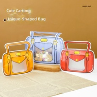 Pochette en plastique personnalisée en forme de sac à main mignon avec fermeture éclair, fenêtre transparente, réutilisable pour emballer des collations et des bonbons