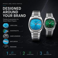 Reloj Automático OEM con Correa Integrada de Acero Inoxidable, Cristal de Zafiro, Esfera con Efecto Rayos de Sol, Fecha, Logotipo Personalizado, MOQ 50