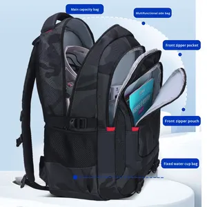 Sac d'école imperméable pour collège/lycée, grande capacité, réduction de la charge, protection de la colonne vertébrale, camouflage, polyester, moderne - Product Image 1