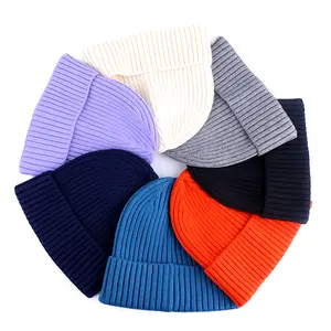 plain beanies warm ski cap cotton&acrylic&polyester winter knitting skull cap beanies custom beanie hat