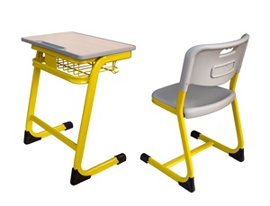 Juego de muebles escolares individuales de alta calidad, escritorio y silla de madera usados para aula, Material metálico para sala de estar - Product Image 6