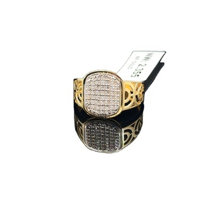 Stylish gold <b>ring</b> with square studded top and designer cut band elegant <b>mens</b> jewelry for daily wear parties and gifting - Product Image 1