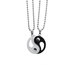 Simple Black White Tai Chi Eight Trigrams Yin Yang Pendant Necklace Gossip charms Jewelry Necklace