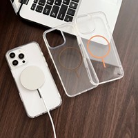 Mince Cercle Magnétique Coloré étui pour iphone 7 8 XS Max 11 12 13 14 15 16 17 Pro Max Clair Transparent Aimant Couverture Arrière S25U