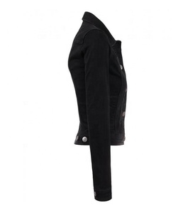 Veste en jean tendance pour femmes avec logo personnalisé Vêtements d'hiver élégants Veste en jean noir Vêtements d'extérieur durables Vente en gros pour vêtements décontractés - Product Image 4