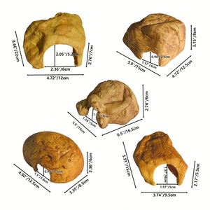 Boîte de cachette pour reptiles en résine, grotte de cachette rectangulaire, <span class=keywords><strong>habitat</strong></span> pour tortues, plateforme de bain de soleil, petit animal, serpent, écologique, toutes saisons - Product Image 3