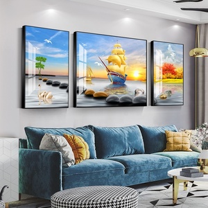 Pittura di cristallo leggera della porcellana del diamante della barca <span class=keywords><strong>a</strong></span> <span class=keywords><strong>vela</strong></span> di lusso leggera per la decorazione del fondo del sofà del salone - Product Image 1