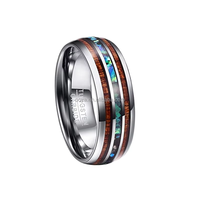 Mwpoya — bijoux pour hommes, 8mm, en bois de Koa hawaïen et coquille d'abalone, bagues en carbure de tungstène, confortable, cadeau de fiançailles