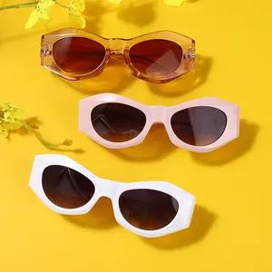 Óculos de sol qsky retro, óculos de sol moderno, multicolor, armação lateral poligonal, barato 2023
