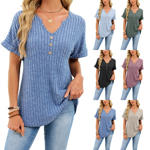 Camiseta Informal Holgada y Transpirable para Mujer, Camiseta de Punto con Etiqueta Blanca - Product Image 1