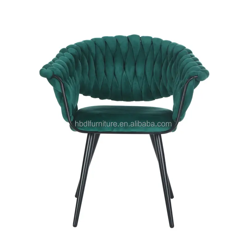 DLC-R862 pabrik penjualan langsung kain desain baru kursi makan kursi logam kaki flanel nyaman kursi makan