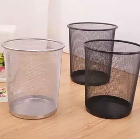 12 Liter PVC Coating Metal <b>Mesh</b> Open Waste Basket, Round <b>Wire</b> <b>Mesh</b> Trash Bin for Indoor Use - Product Image 3