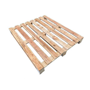 Palette en bois industrielle à 4 entrées, en pin et en sapin, pour le stockage et le transport, taille personnalisée disponible - Product Image 1