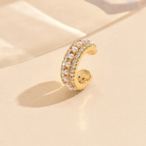 Pendientes de aro de cobre a la moda para mujer con estilo, no perforado patrón geométrico de circón, diseño Simple de moda con Clip, regalo Popular - Product Image 4