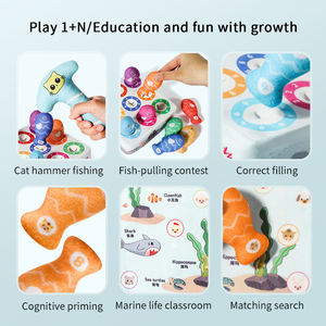 Jouets en peluche pour enfants, jeu de pêche et de reconnaissance des couleurs et des nombres, jeu Montessori Whack-A-Mole pour bébés - Product Image 3