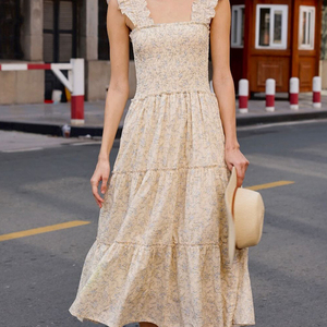 فستان ماكسي صيفي كاجوال بوهيمي مخصص بنقشة زهور، فستان شاطئ هاواي مكشكش وفضفاض للعطلات، من المصنع مباشرةً - Product Image 3