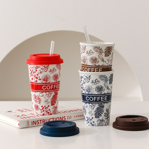 Hot Selling Ceramic Coffee Travel Mug Personalized Milk Tea Ceramic Cup with Straw - Product Image 3