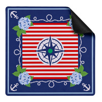 Tapis de jeu de mahjong nautique de 31,5 pouces, motif hortensia, boussole et ancre, tapis de jeu antidérapant et insonorisant pour fêtes à domicile