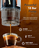 Machine à expresso portable 20 bars, cafetière mini 2-en-1 compatible avec les capsules et le café moulu pour les voyages et le camping