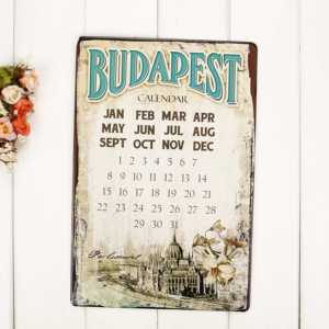 Cartel de calendario de hojalata curvo personalizado al por mayor cartel de calendario de metal en relieve pintado brillante cartel de aluminio de pared colgante vintage - Product Image 3