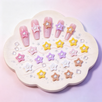 Charmes pour ongles en résine 3D en forme d'étoile, paillettes argentées, pentagramme, décorations pour ongles, couleur macaron, mini étoiles, ornements pour ongles pour manucure DIY