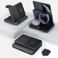 Teléfono Android de energía móvil 5V 2A Cable Usb rápido 15W portátil plegable 3 en 1 cargador inalámbrico para teléfono y reloj auricular
