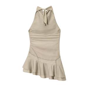 여자의 세련된 빈티지 여름 원피스 2025 미니 스트라이프 벨트 피터 팬 칼라 넥 라인 무릎 길이 짠 방법 - Product Image 3