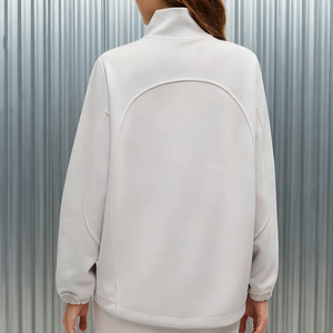 High Quality Custom Blank Polyester/<strong>Cotton</strong> Daily <strong>Wear</strong> Women's Quarter Zip Mock Neck Sweatshirt and Skirt Set - Product Image 3