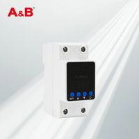 Protecteur de tension réglable A&B PN2-VA4 6 63A 220V AC sur rail DIN avec double affichage, protection contre les surtensions/sous-tensions et les surintensités, certifié PC CE