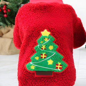 環境に優しいかわいいクリスマス犬用セーター フリースペットシャツ 二足犬用ジャケット サンタ鹿プリント 暖かい冬用アパレル XXL - Product Image 5