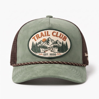 Casquette Trucker Personnalisée Effet Daim Haute Qualité avec Patch Trail Club, Dos en Maille et Visière Courbée – Vente en Gros OEM