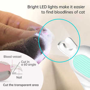 เครื่องตัดเล็บสัตว์เลี้ยงมืออาชีพ ทำจากสแตนเลส พร้อมไฟ LED ดีไซน์เพื่อความปลอดภัย และตะไบเล็บ - Product Image 2
