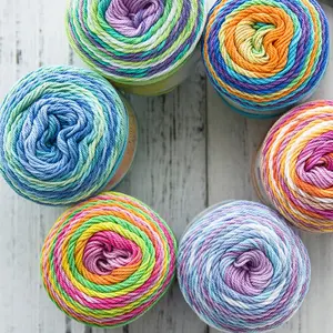 Arcobaleno Mercerizzato Morbido Pettinato 100% Cotone Crochet Tinto Filato per Maglieria A Mano