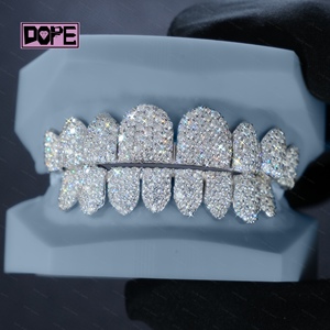 Buss xuống hip hop tùy chỉnh grillz 925 Bạc tổ ong thiết lập Iced ra 8 trên 8 vvs moissanite grillz cho răng - Product Image 2