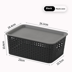 Sự Lựa Chọn Vui Vẻ Nhựa Hollow Dệt Lưu Trữ Giỏ, Mục Hộp Lưu Trữ Với Tre Bìa <span class=keywords><strong>Stackable</strong></span> Lưu Trữ Giỏ - Product Image 3