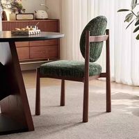Chaise de salle à manger rembourrée à dossier ovale en bois massif, finition noyer, tissu texturé, chaise d'appoint rembourrée pour salle à manger, mobilier de maison