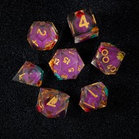 Ensemble de dés DND Purple Galaxy Liquid Core, 7 pièces, dés polyédriques en résine faits à la main pour les jeux de rôle sur table Dungeons & Dragons
