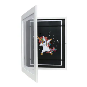 2023 Hot Sale Kids Artwork Rahmen Weiß Kiefernholz Kids Art Frame Veränderbare Handarbeit Kids Art Frame Front öffnung