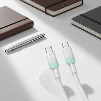 Kabel Data USB-C ke USB-C Pengisian Cepat KYT 100W 6A Custom Braided Nylon untuk Ponsel, Komputer, Kamera, Konduktor Tembaga Murni