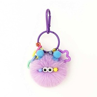 En gros, Porte-clés pendentif en peluche dessin animé avec pompon, mignon et moelleux, breloque de sac personnalisable, 7 cm, en coton PP