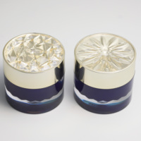 Ensemble d'emballages acryliques bleus ronds droits de 30g 50g 50ml 120ml Bouteille pompe à lotion essence avec couvercle en forme de diamant