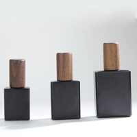 Flacon de parfum de luxe dégradé 3ml 5ml 10ml en verre carré pour huiles essentielles, avec bouchon en bois et pulvérisateur, vide, 100 pièces