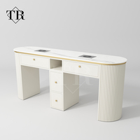 Table de manucure moderne TURRI avec plateau en marbre, ensemble complet de mobilier pour salon de manucure, écologique, avec prise électrique, aspirateur et ventilation.