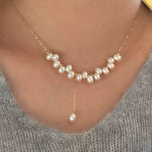 สร้อยคอไข่มุกน้ำจืดธรรมชาติทำด้วยมือสายสร้อยสร้อยกระดูกไหปลาร้าสุดหรู - Product Image 1