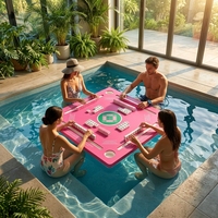 Table de Mahjong et de Poker Flottante Étanche en EVA avec Porte-Gobelets, Plateau Flottant pour Jeux Aquatiques Estivaux