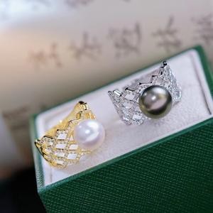 Support de bague en argent S925, bijoux fantaisie DIY, perles rondes de 10 à 13 mm, accessoires 10450 avec perles, support vide pour bague, bijoux - Product Image 4