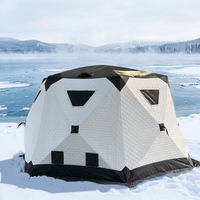 Tente de pêche sur glace pop-up hexagonale pour 6-8 personnes, une chambre, tissu Oxford 420D, triple couche, imperméable, résistante à la neige, installation rapide