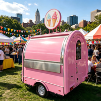 Remorque à glaces ronde rose sur mesure de 7,5 pieds, chariot alimentaire mobile entièrement équipé, camion de concession commercial pour la restauration et les événements